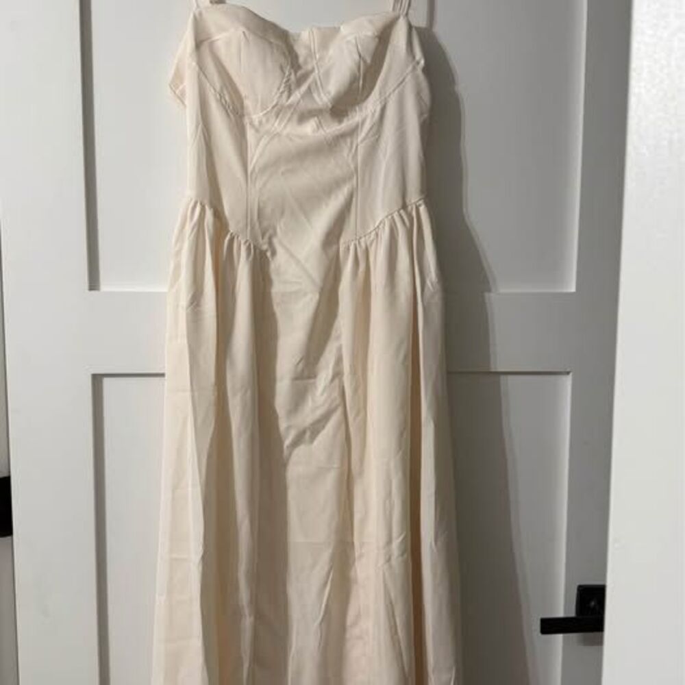 Off White Midi Corset Dress, Medium, Florence the Label